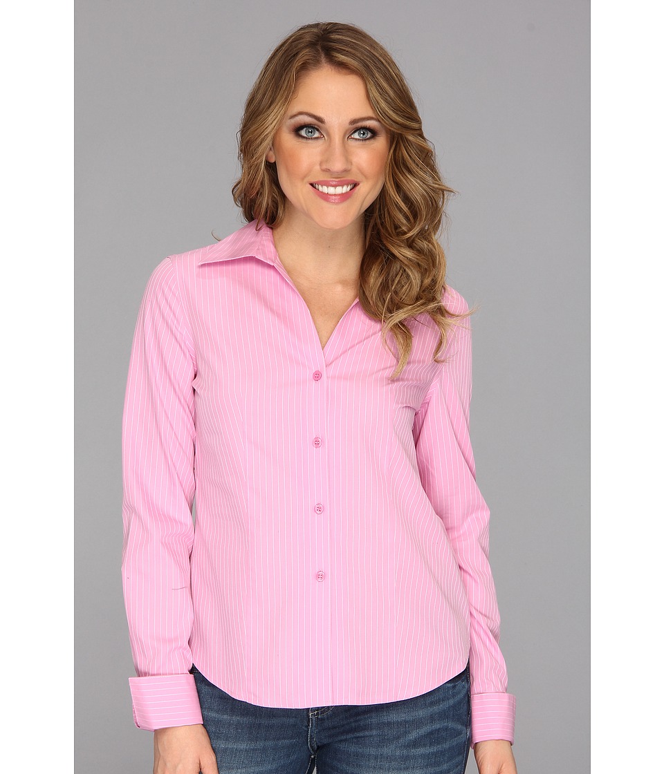 Jones New York No Iron Easy Care Fitted Shirt Womens Long Sleeve Button Up (Pink)