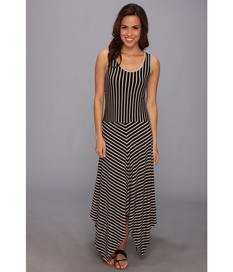 Calvin Klein Stripe Hankerchief Dress Womens Dress (Black)