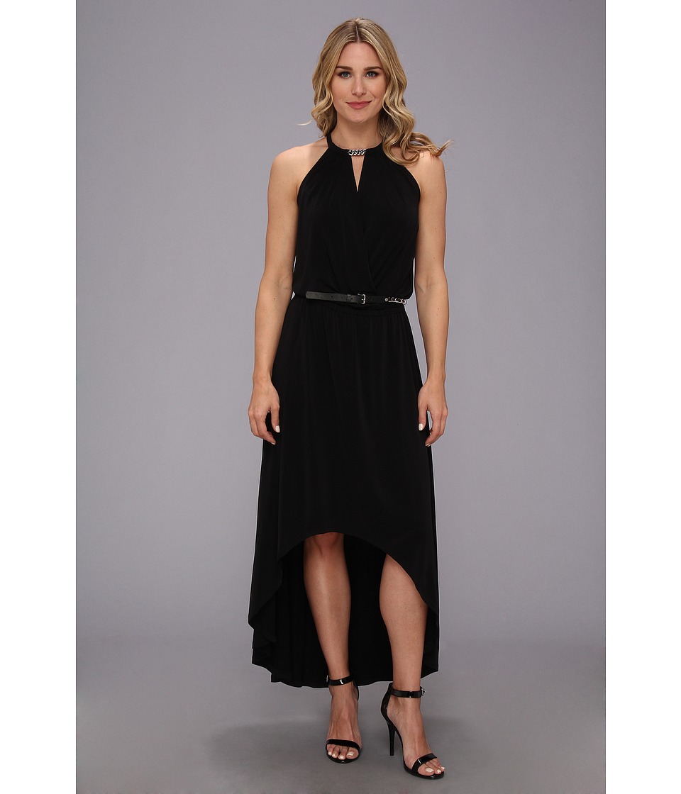 MICHAEL Michael Kors Matte Jersey Halter High Low Hem Dress Womens Dress (Black)
