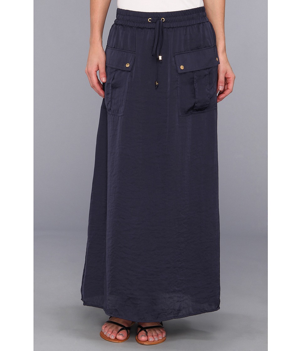 MICHAEL Michael Kors Maxi Safari Pocket Skirt Womens Skirt (Navy)