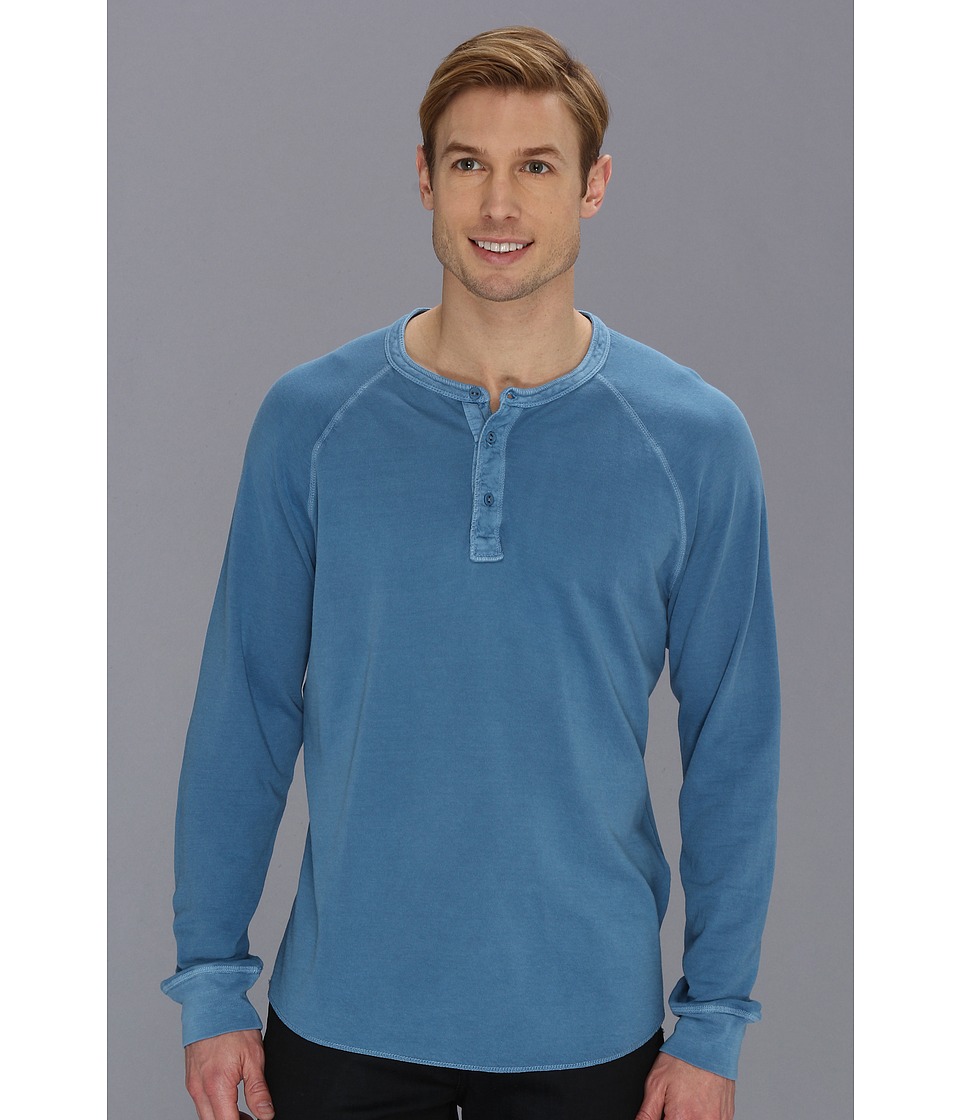 Lucky Brand Double Knit Henley Mens T Shirt (Blue)