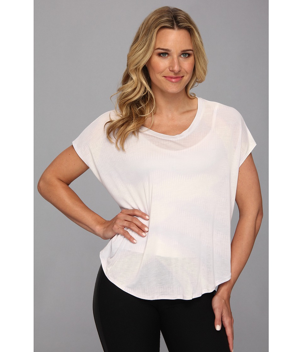 Calvin Klein Jeans Printed U Neck Tee Womens Short Sleeve Pullover (White)