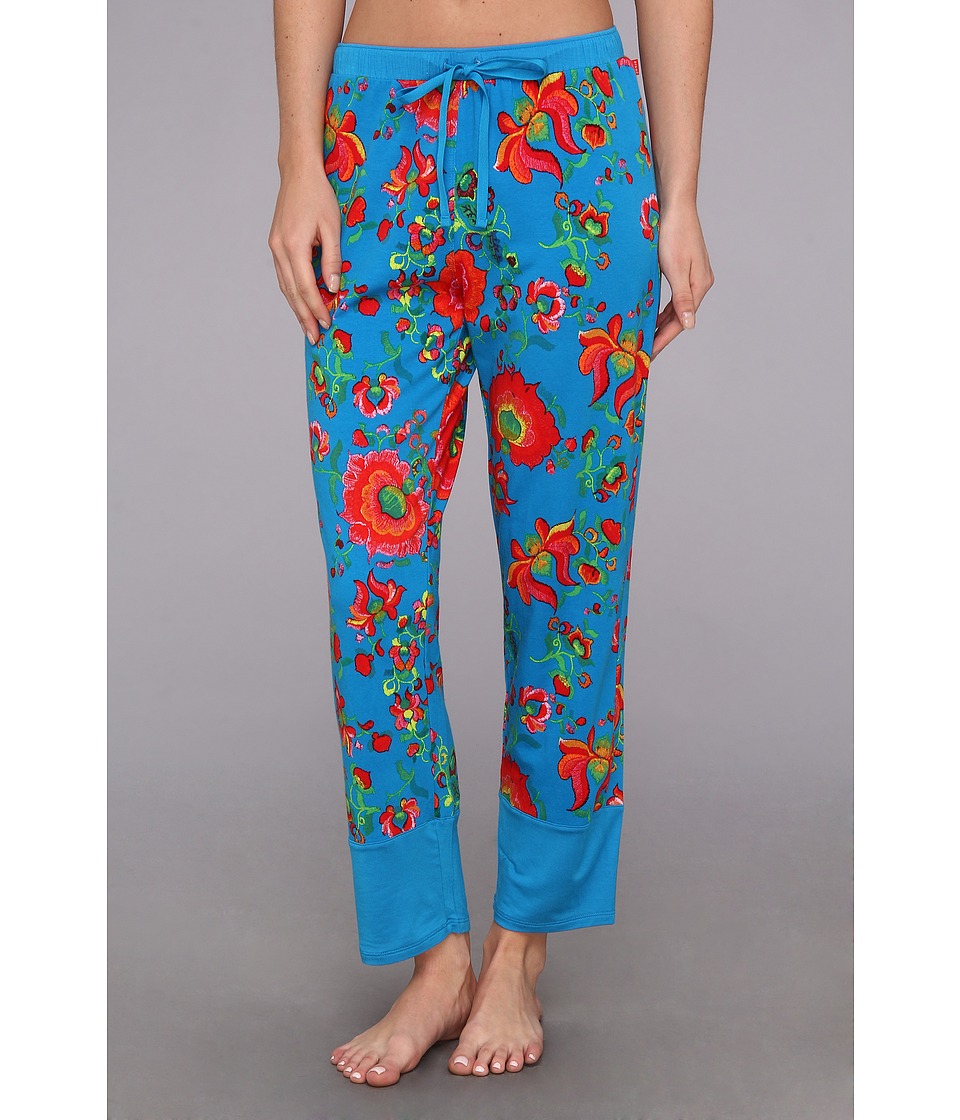 Josie Boho Chic Printed Jersey Crop Pajama Pant Womens Pajama (Blue)