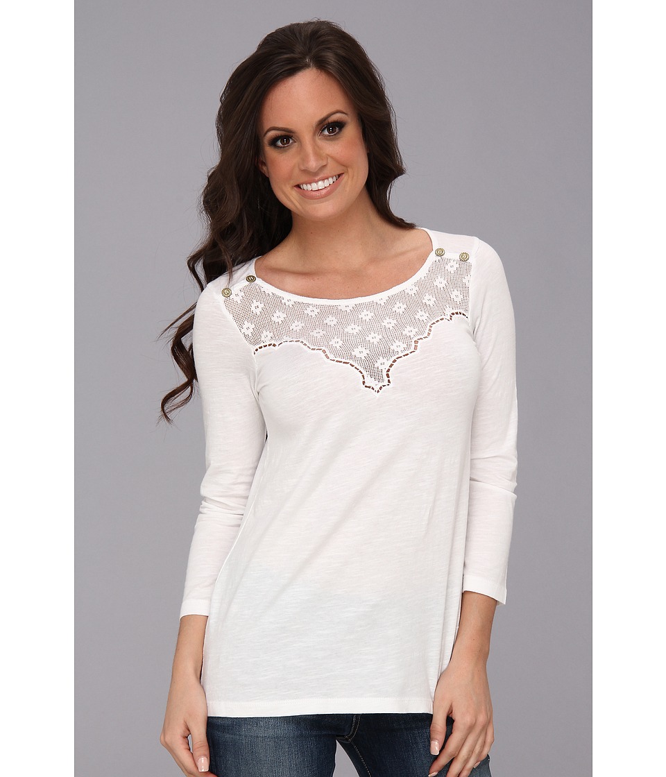 Lucky Brand Geo Schiffli Tee Womens T Shirt (White)
