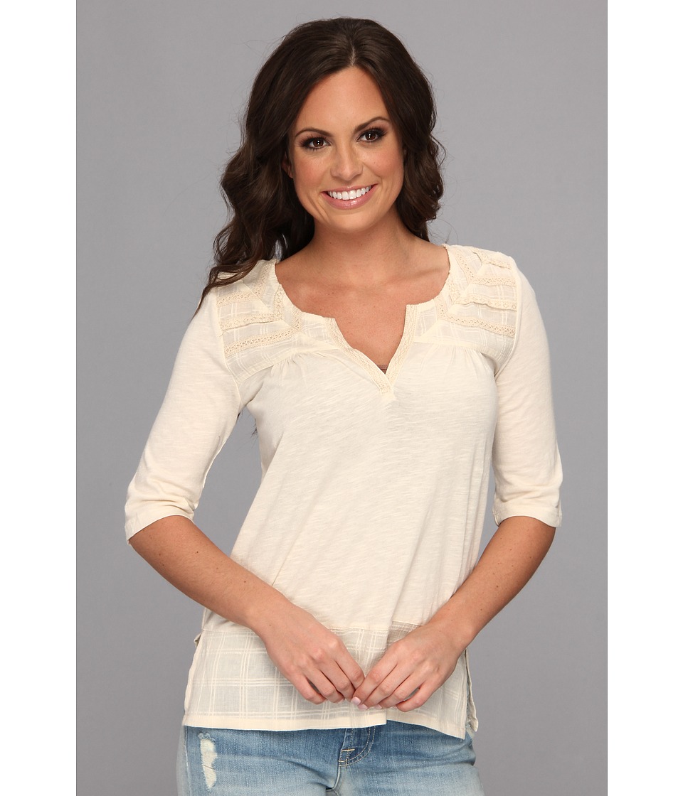 Lucky Brand Coronado Mixed Yoke Top Womens T Shirt (White)