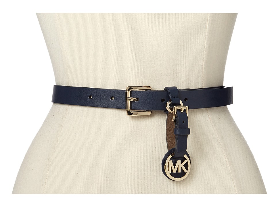 MICHAEL Michael Kors 20MM Belt w/ Buckle And Removable Luggage Tag Womens Belts (Navy)