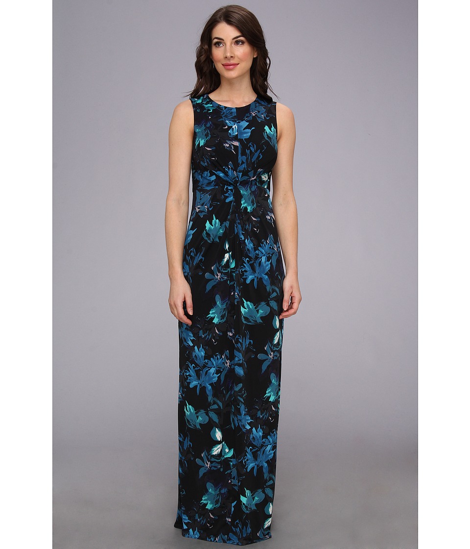Vince Camuto Knot Front Printed Jersey Maxi Womens Dress (Multi)