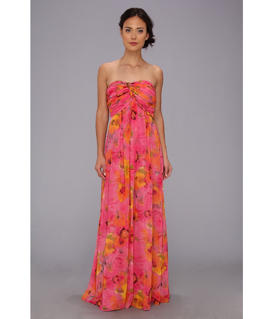 Calvin Klein Strapless Floral Print Gown Womens Dress (Multi)