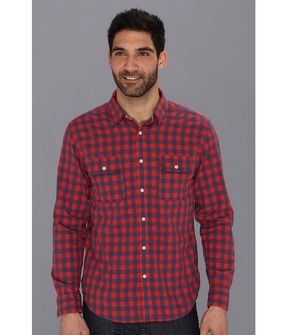 Lucky Brand Rosecrans Gingham Shirt Mens Long Sleeve Button Up (Red)