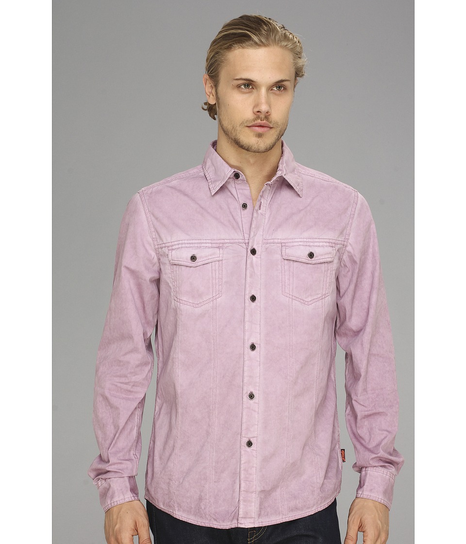 Fresh Brand All Over Sprayed Shirt w/ Chest Pockets Mens Long Sleeve Button Up (Purple)