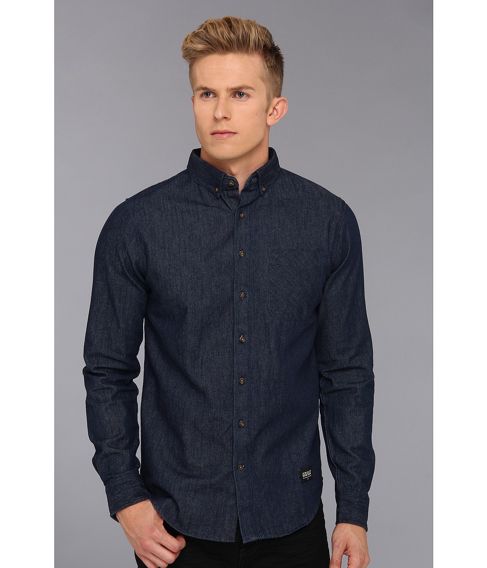 Lifetime Collective Lucky Man Denim Shirt Mens Long Sleeve Button Up (Blue)