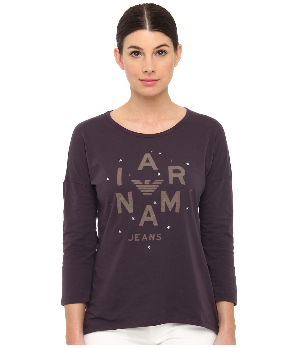 Armani Jeans Armani Eagle Circle Logo Long Sleeve T Shirt Womens T Shirt (Multi)