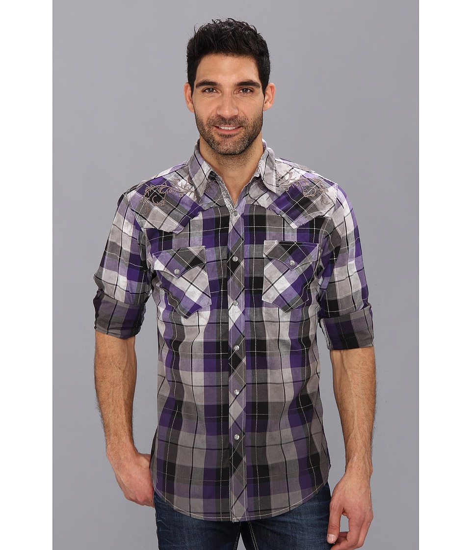 Roper 9050 Checkmate Plaid Mens Clothing (Purple)