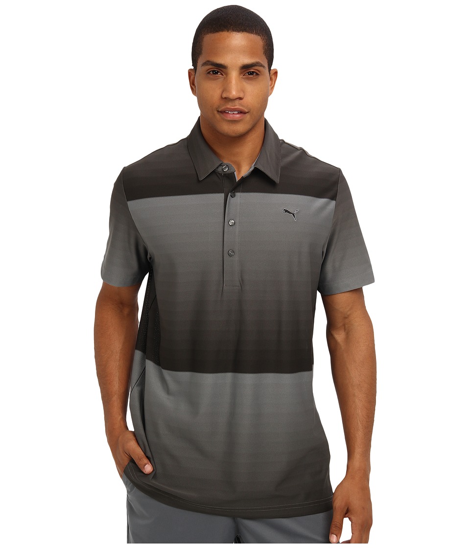 PUMA Golf Ombre Stripe Polo Mens Short Sleeve Pullover (Gray)