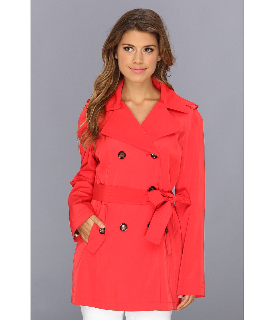 Calvin Klein Double Breasted Trench Coat CW442028 Womens Coat (Red)
