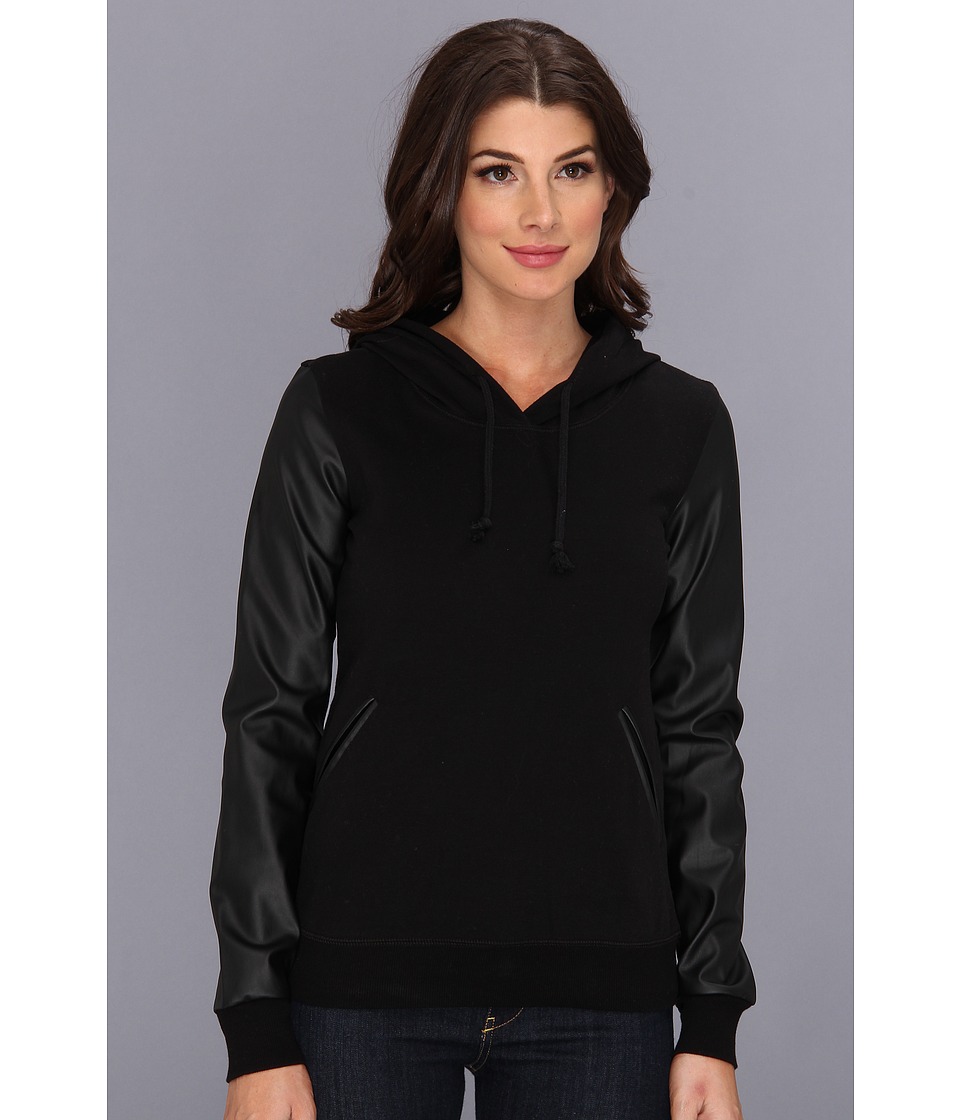 BCBGeneration Knit Fleece Jacket Womens Long Sleeve Pullover (Black)