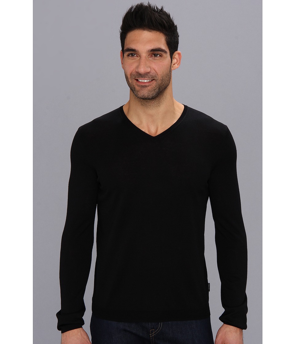 Calvin Klein Slim Fit Jersey V Neck Sweater Mens Sweater (Black)