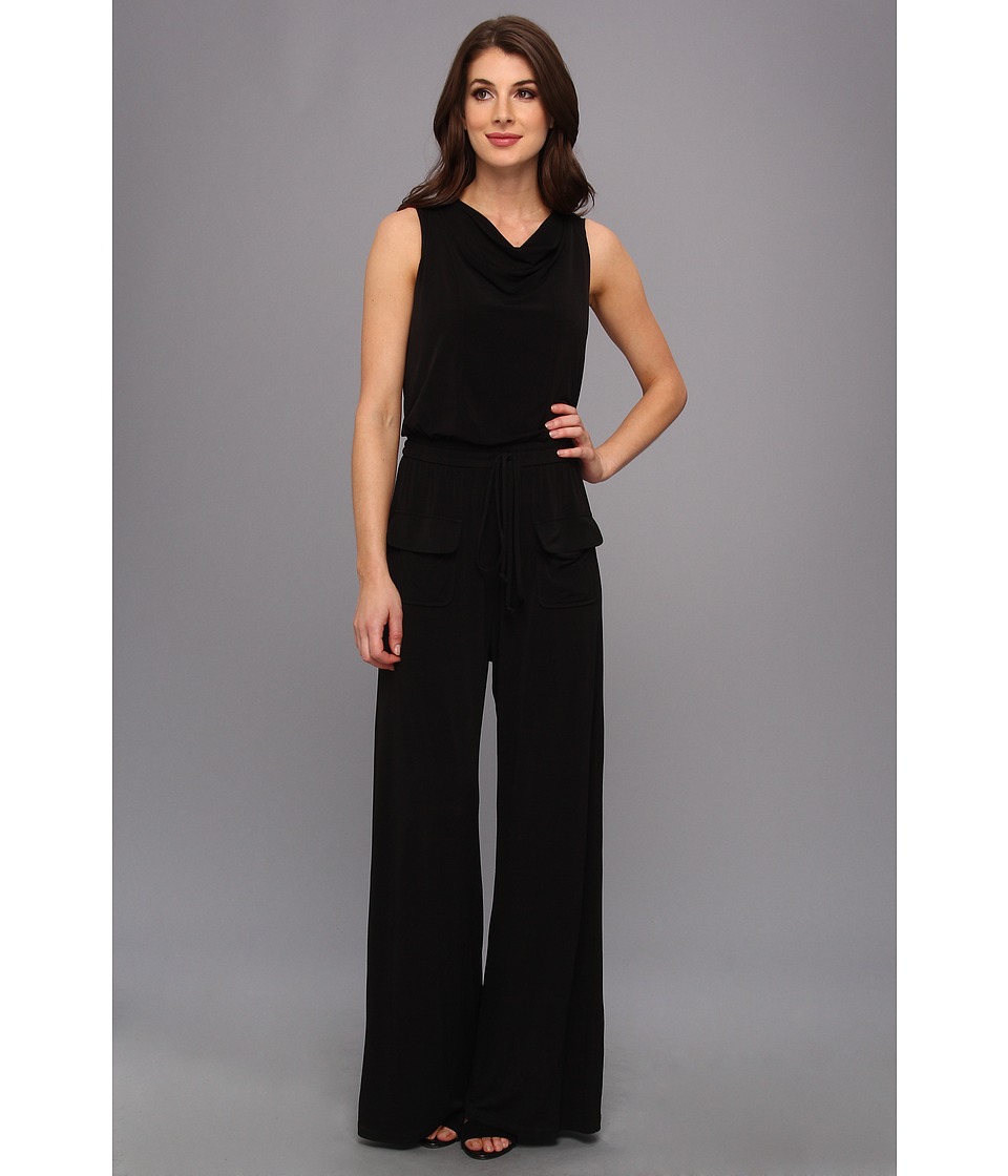 Vince Camuto Jersey Cowl Neck Jumpsuit Womens Clothing (Black)