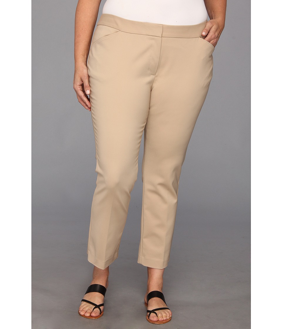 DKNYC Plus Size Super Stretch Sateen Ankle Cropped Pant Womens Casual Pants (Beige)