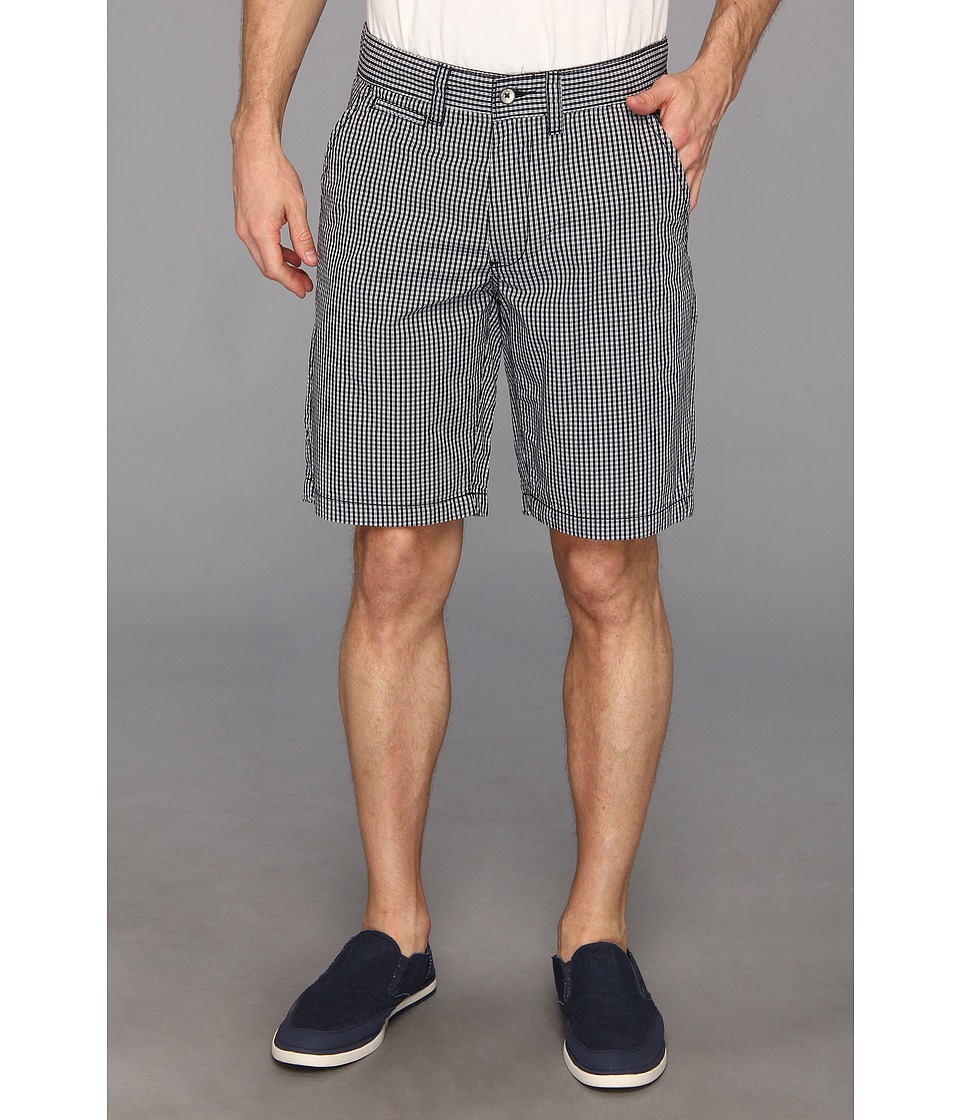 DKNY Jeans Yarn Dyed Mini Check Flat Front Short Mens Shorts (Navy)