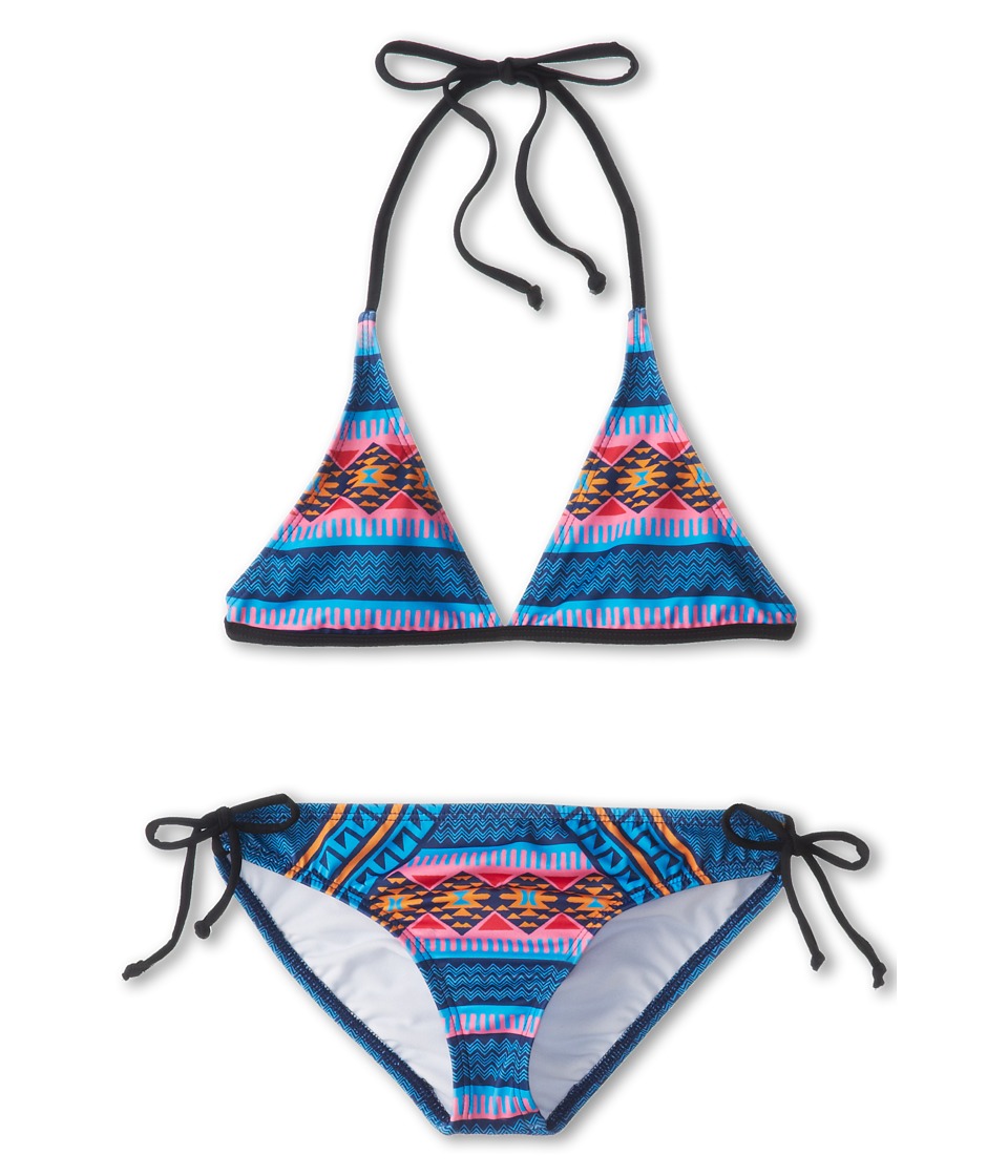 Hurley Kids Mayan Strip Halter Tunnel Girls Swimwear Sets (Navy)