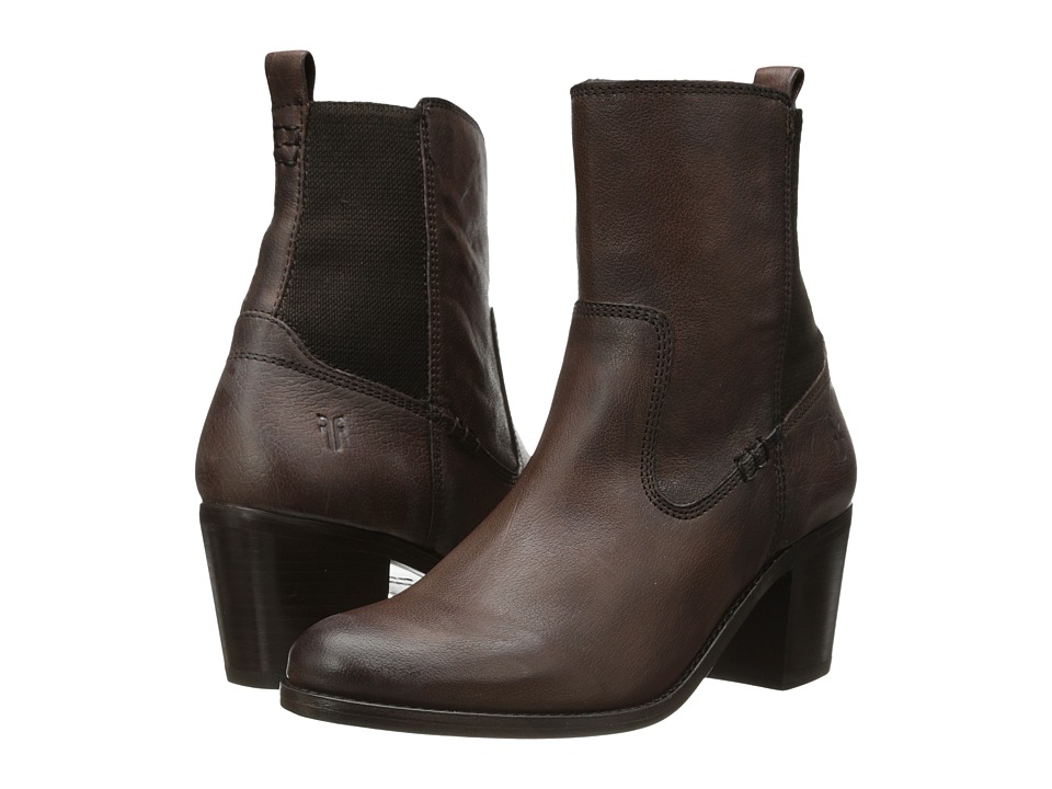 Frye Janis Gore Short (Dark Brown Buffalo Leather) Cowboy Boots