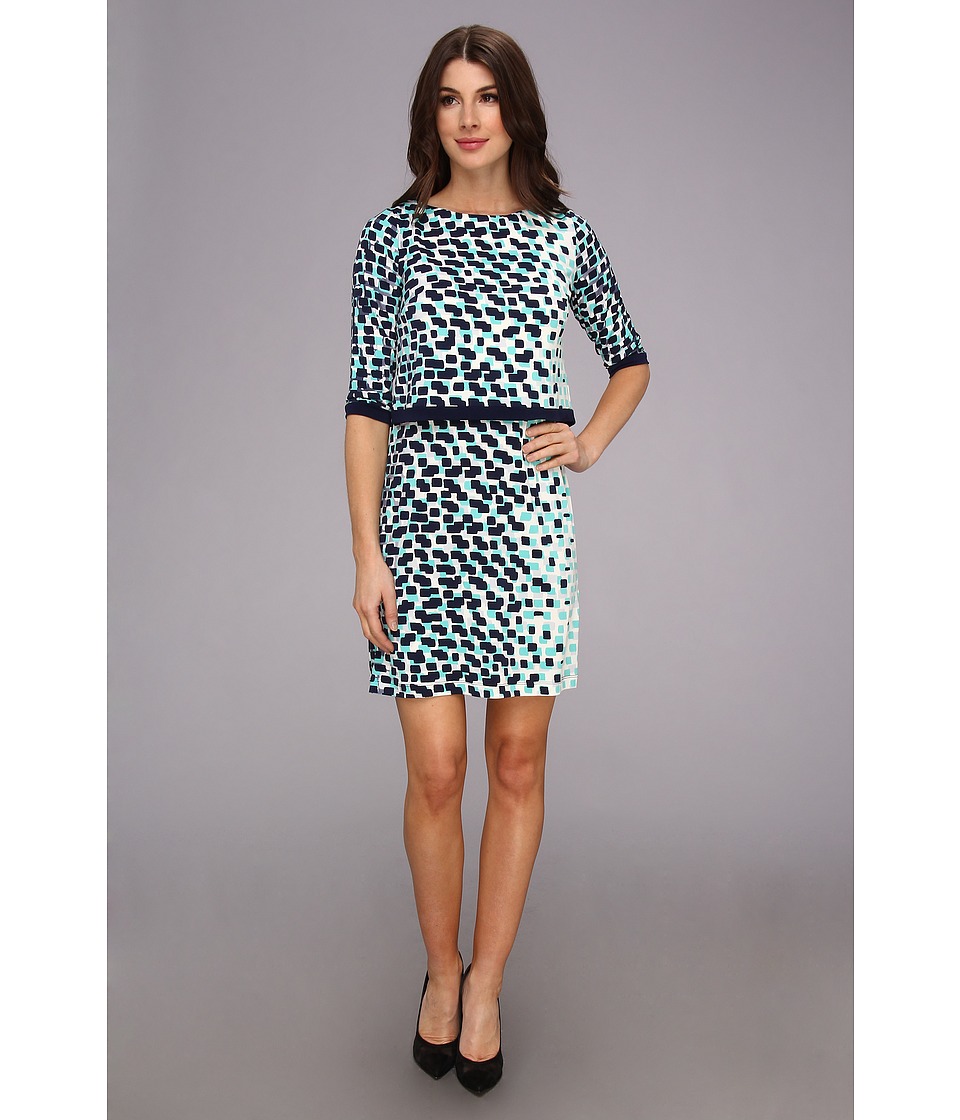 Donna Morgan Printed Matte Jersey Popover with Sleeves Womens Dress (Multi)