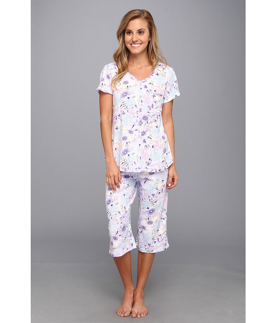 Karen Neuburger Whisper S/S Cardigan Capri PJ Womens Pajama Sets (Purple)