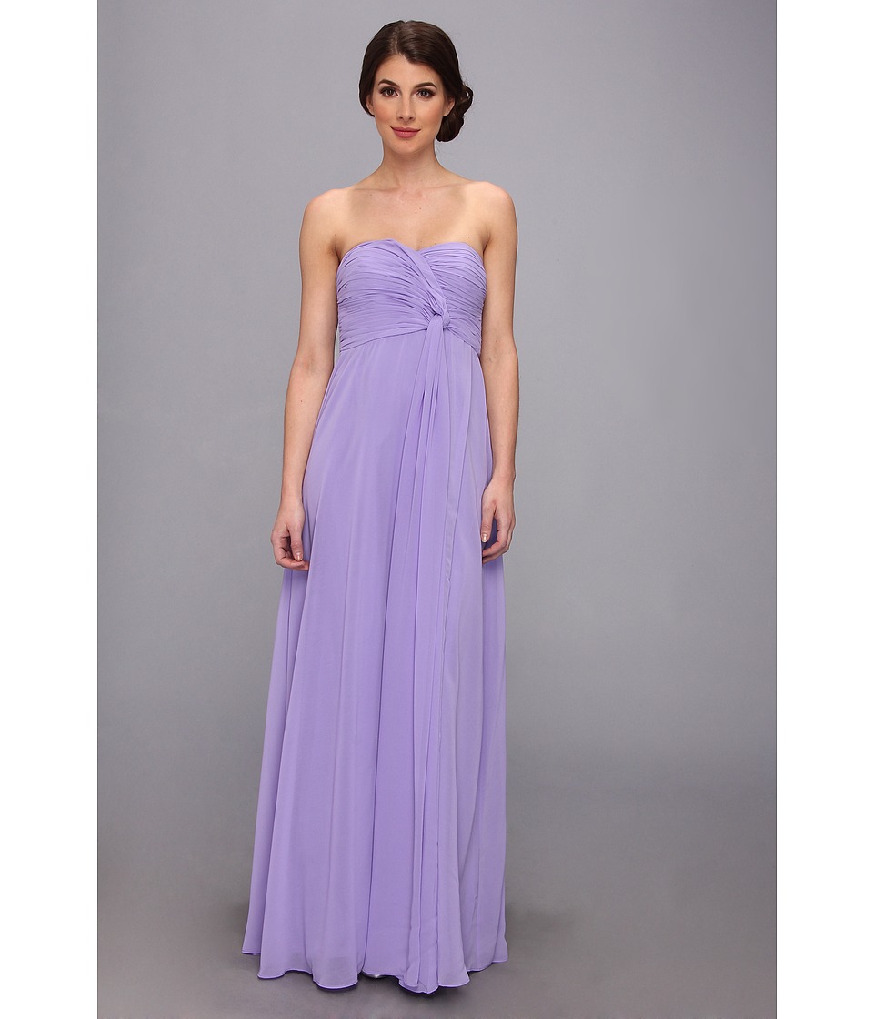 Donna Morgan Strapless Long Chiffon With Twist Dress Womens Dress (Purple)
