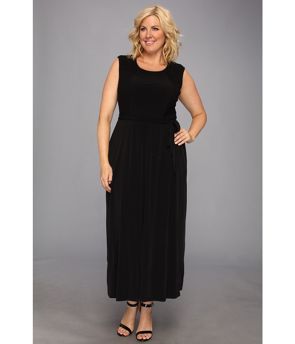 Calvin Klein Plus Cpslv Maxi Matte Jersey Dress w/ LC Womens Dress (Black)