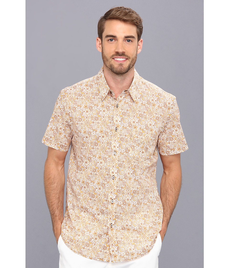 Mr.Turk Slim Jim S/S Shirt in Palm Desert Floral Mens Short Sleeve Button Up (Yellow)