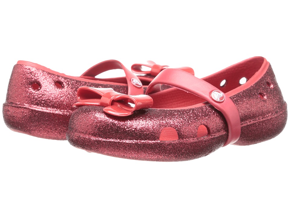 Crocs Kids Keeley Flat Bow Charm Hi Glitter (Toddler/Little Kid) (Pepper/Pepper) Girls Shoes
