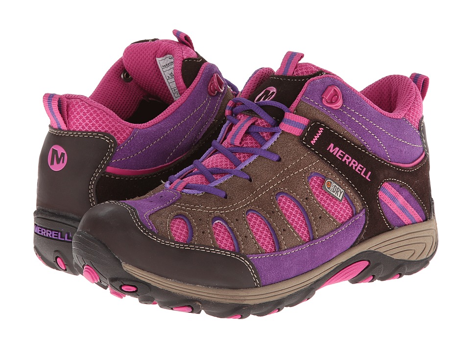 Merrell Kids Chameleon Mid Lace Waterproof (Big Kid) (Brown/Pink) Girls Shoes