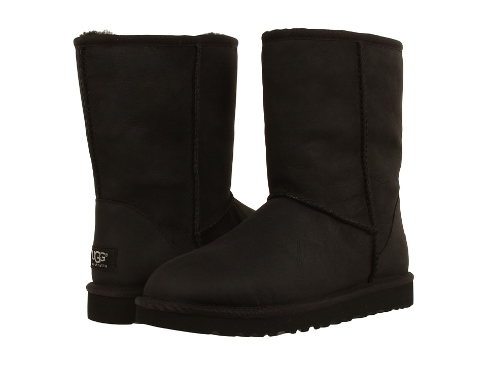 classic short black leather ugg boots
