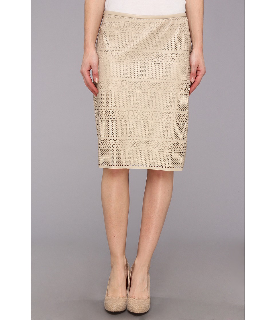 Calvin Klein Faux Leather Perforated Skirt Womens Skirt (Brown)