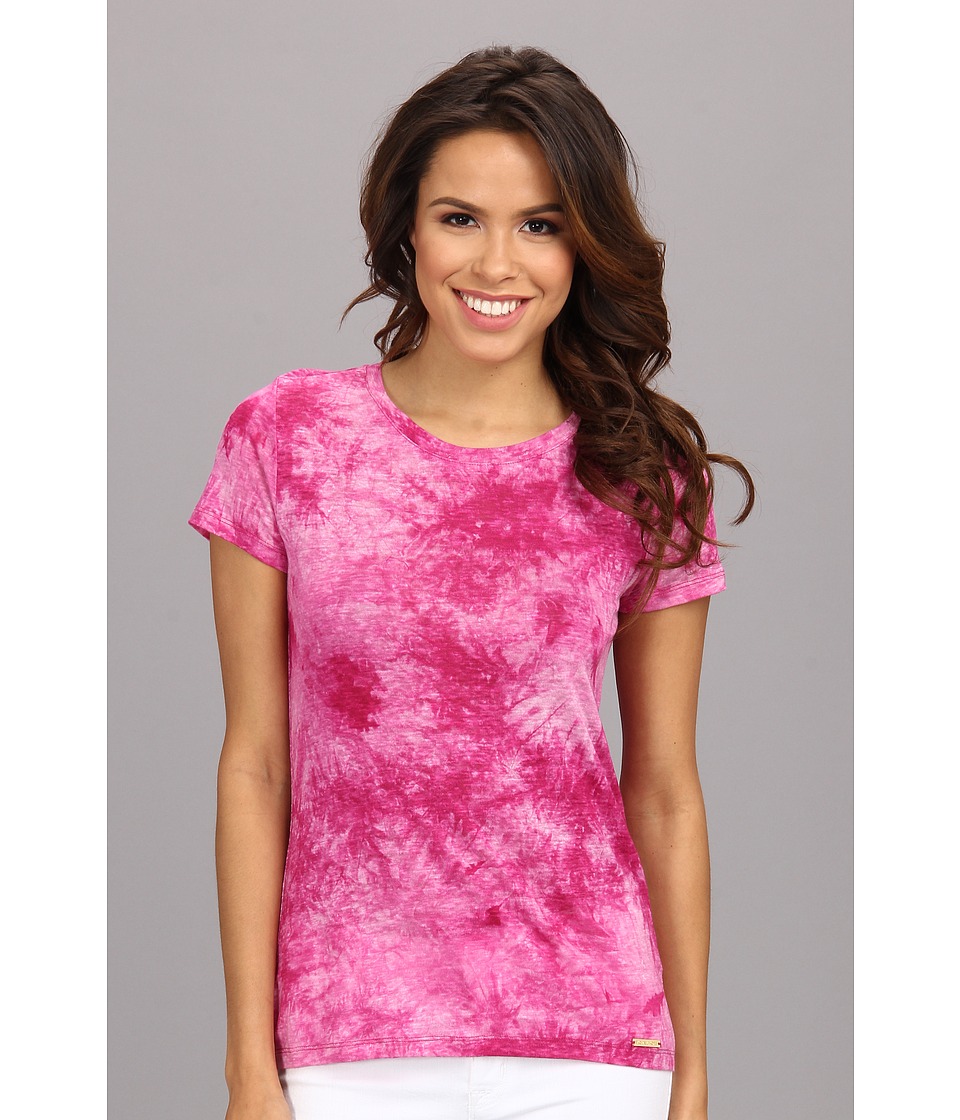 MICHAEL Michael Kors S/S Tie Dye Crewneck Tee Womens T Shirt (Pink)
