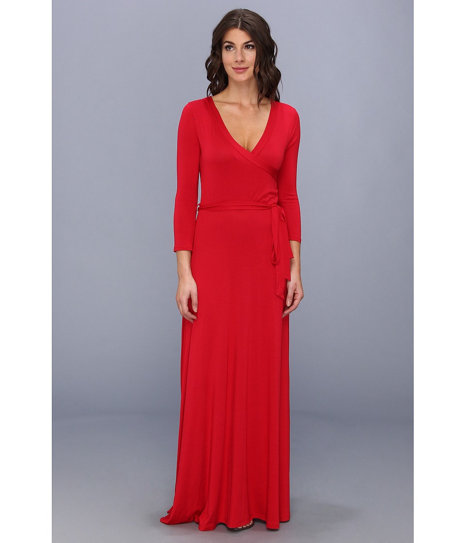 Christin Michaels Molly Wrap Maxi Dress W/Tie Belt Womens Dress (Red)