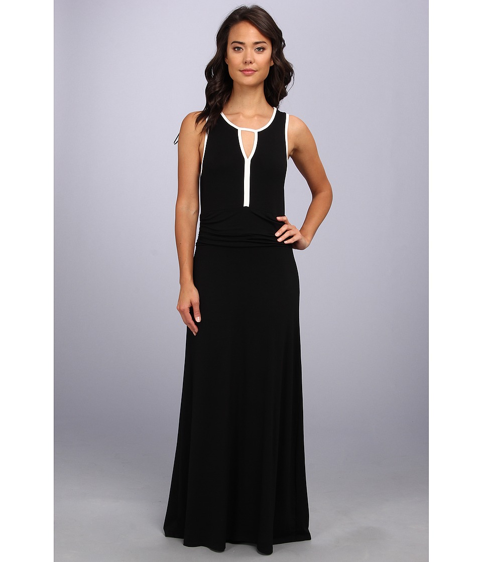 Vince Camuto Colorblock Halter Maxi Dress Womens Dress (Black)