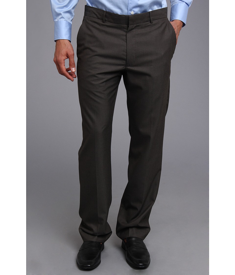 Perry Ellis Tonal Herringbone Flat Front Suit Pant Mens Dress Pants (Brown)