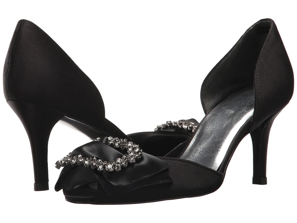 black satin high heel shoes