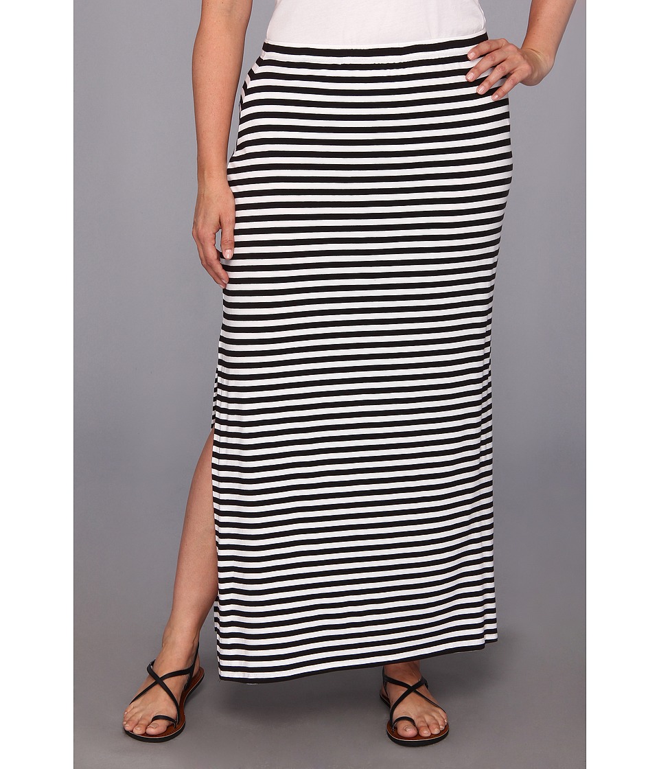 MICHAEL Michael Kors Plus Size Stripe Side Slit Skirt Womens Skirt (Black)
