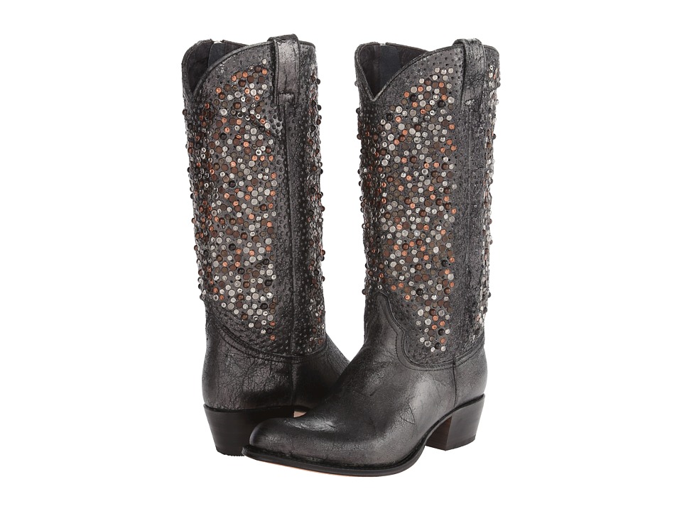 Frye Deborah Studded Tall (Anthracite Glazed Vintage Leather) Cowboy Boots