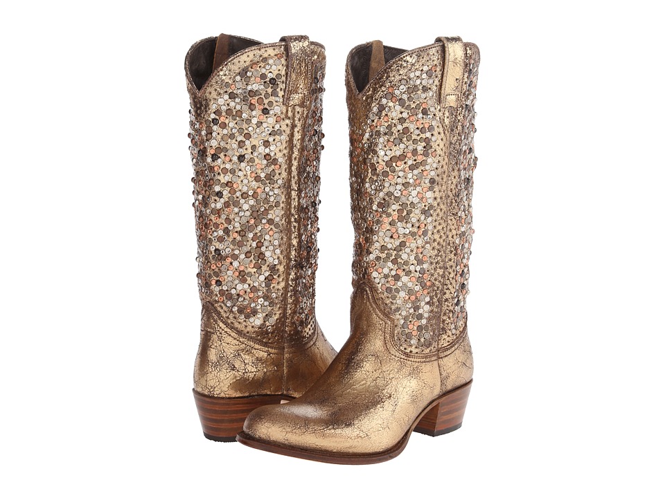 Frye Deborah Studded Tall (Gold Glazed Vintage Leather) Cowboy Boots