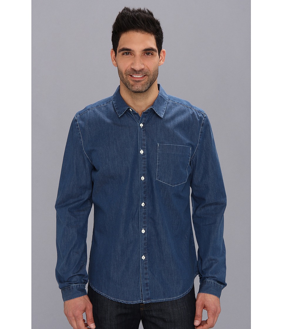 Calvin Klein Jeans Medium Wash Shirt Mens Long Sleeve Button Up (Blue)