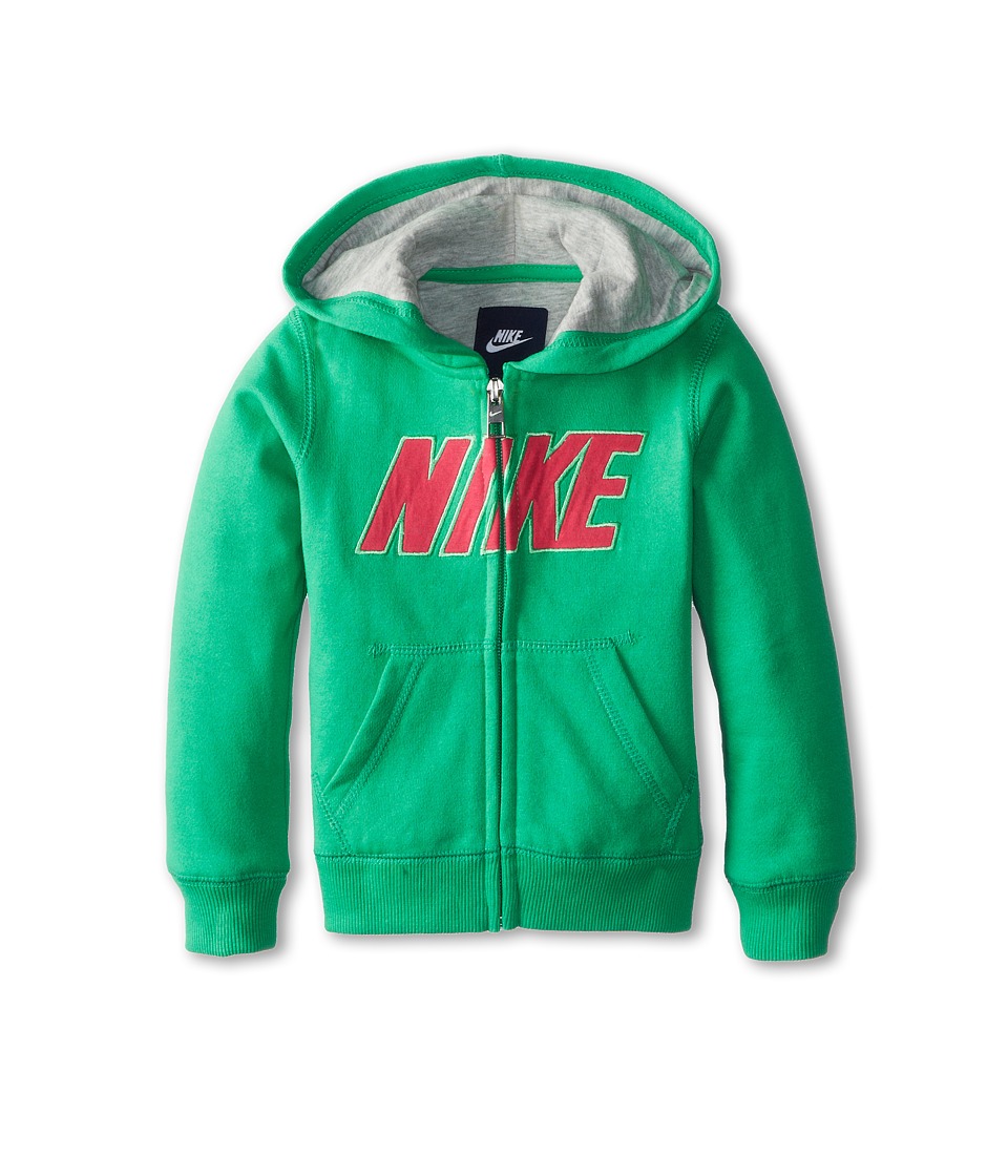 Nike Kids Fleece FZ Hoodie Girls Sweatshirt (Green)