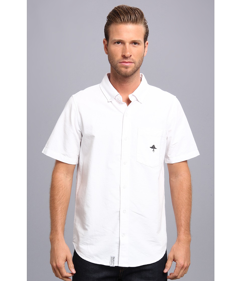 L R G Core Collection S/S Oxford Woven Mens Short Sleeve Button Up (White)