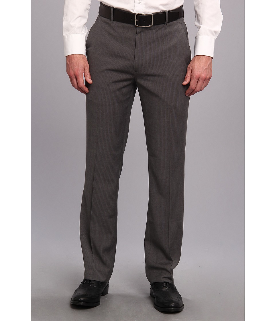 Perry Ellis Portfolio Modern Fit Bead Stripe Portfolio Pant Mens Dress Pants (Gray)