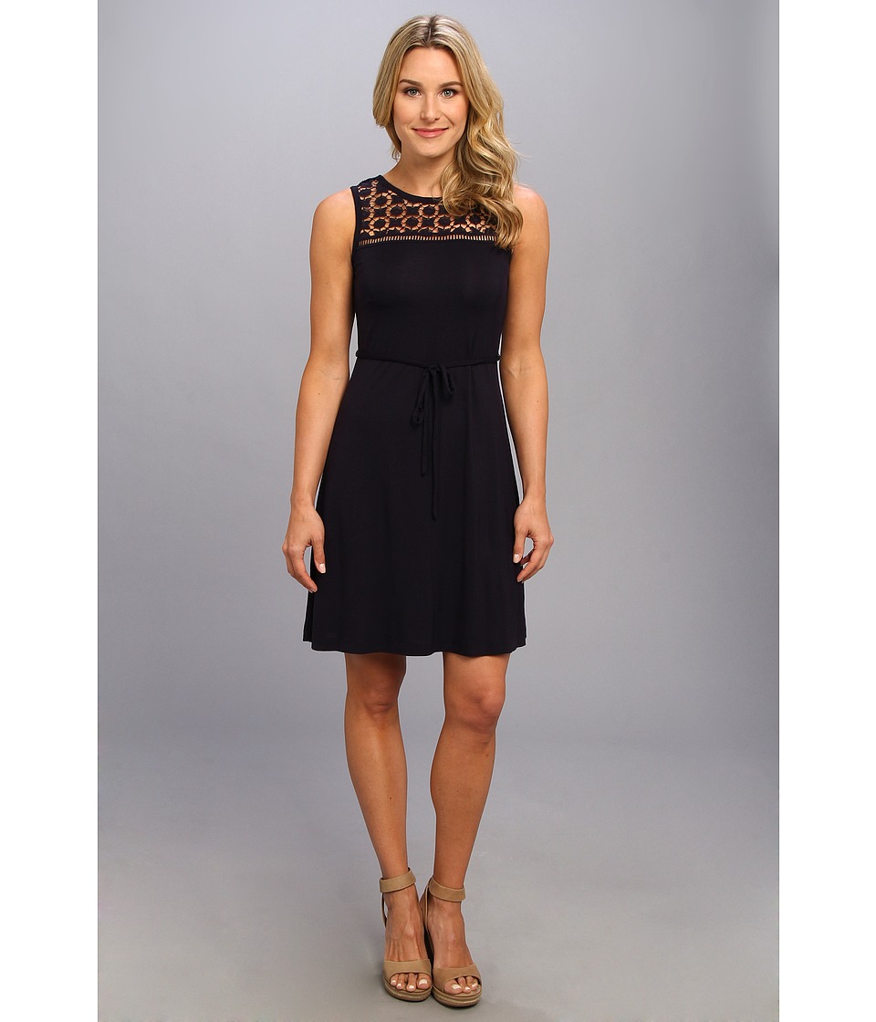 Calvin Klein Sleeveless Tie Belt Dress Womens Dress (Blue)