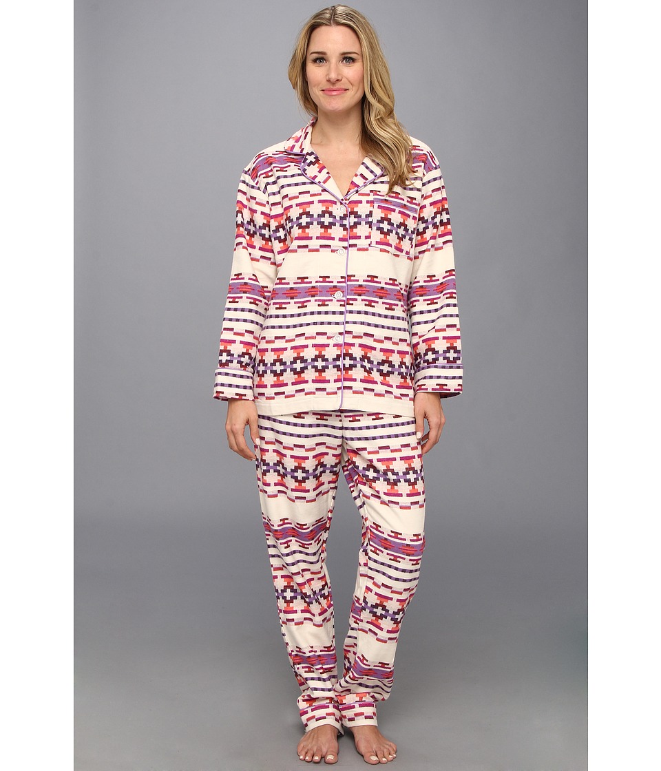 BedHead Lavender Sante Fe Flannel Classic PJ Set Womens Pajama Sets (White)
