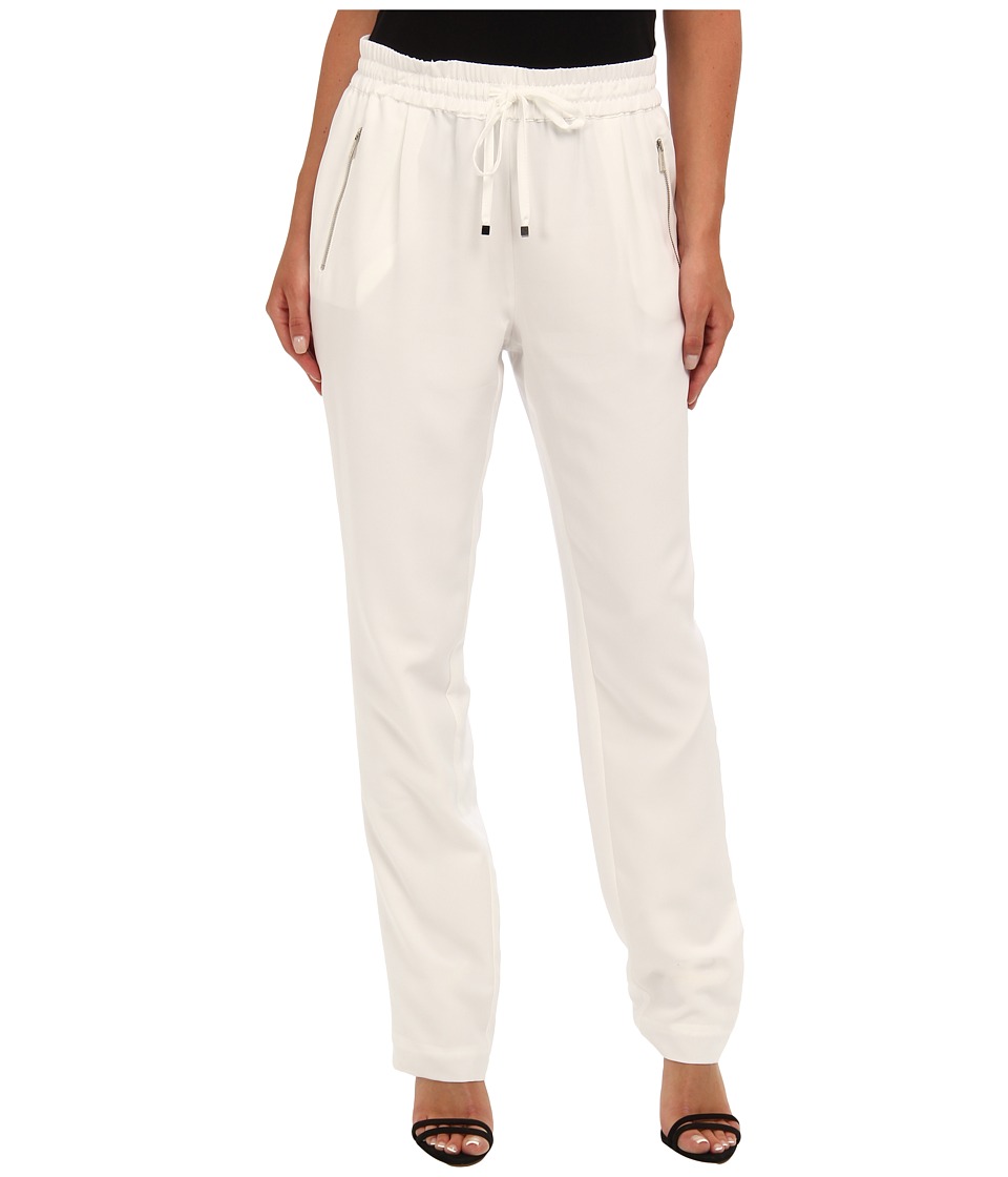 Calvin Klein Solid Drawstring Pant Womens Casual Pants (White)